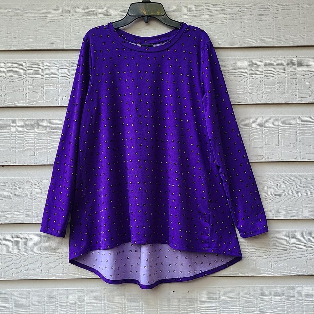 Bobeau Women's Top Tunic Blouse Long Sleeves Purple Size M